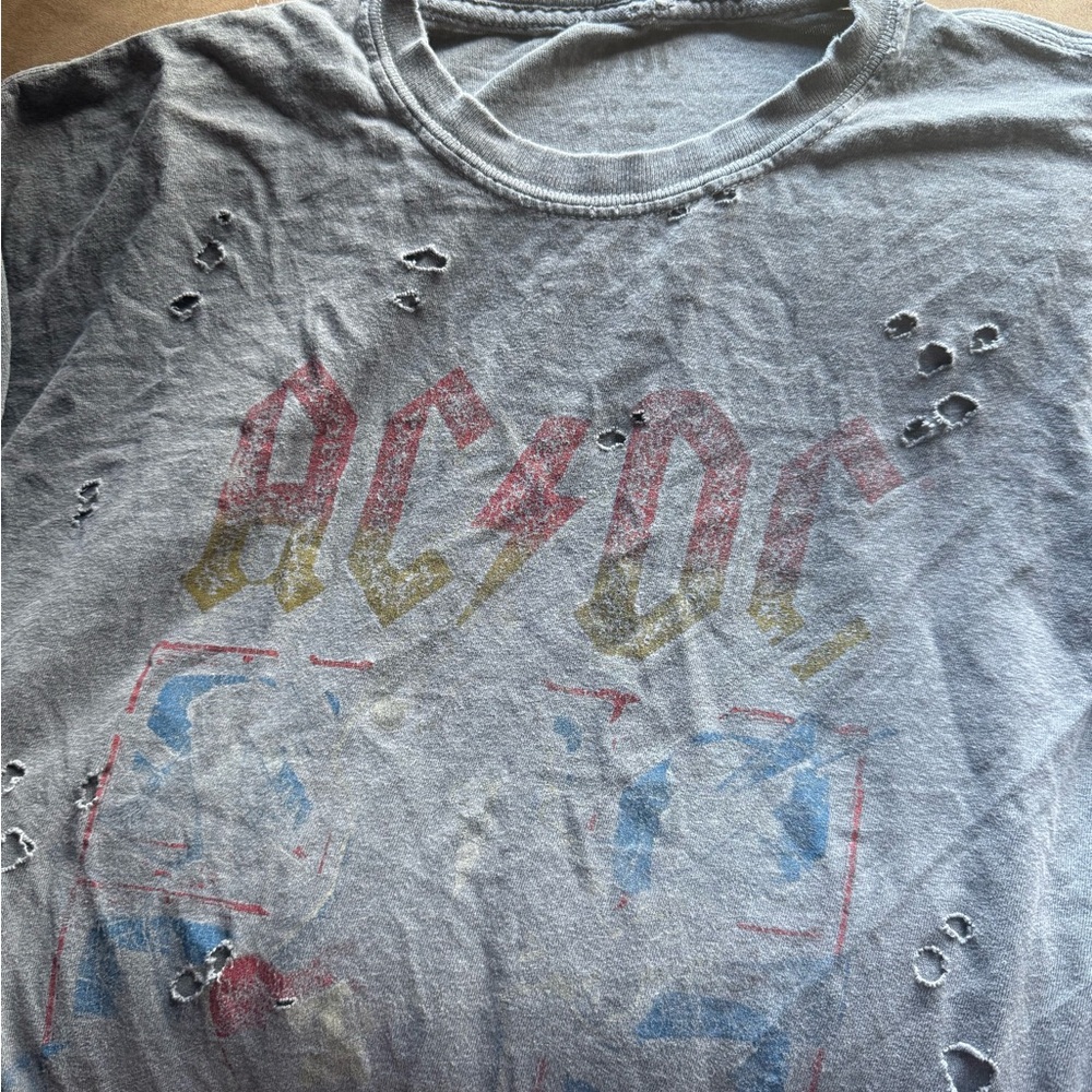 AC/DC Vintage Gray Distressed Tee
